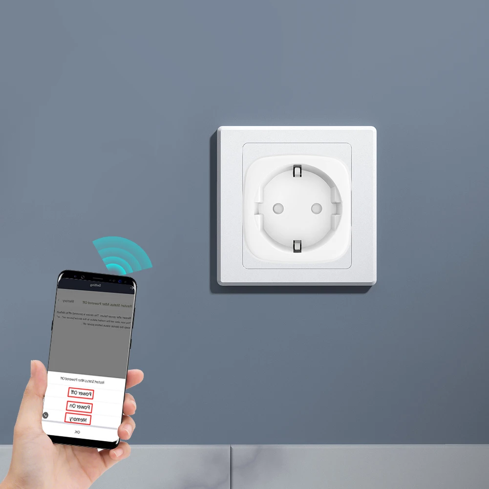 타이머 및 카운트다운 기능이 있는 WiFi 연결 소켓 16A 어댑터 플러그 전력 소비 측정을 위한 2.4G WiFi 소켓