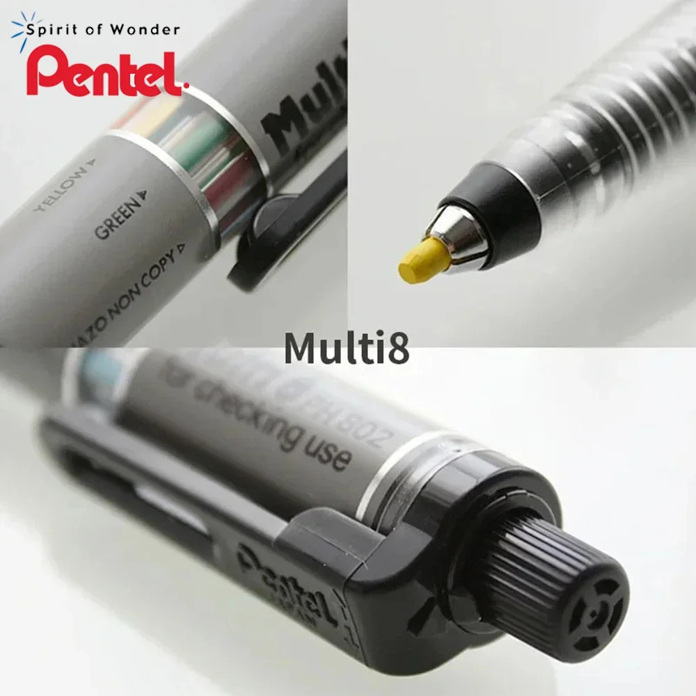 Japan Pentel PH803ST/PH802ST Multi+8 Mechanical Pencil 2.0mm Knock Type Colered Pencils Ballpoint Pen Refill 0.7mm School mechanical pencil
