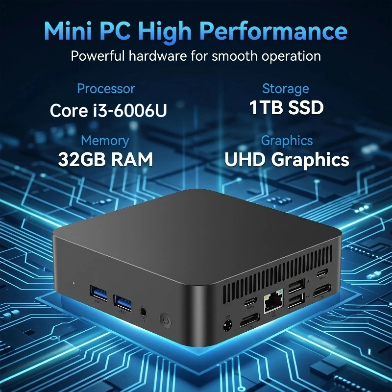 2026 레노 미니 게이머 휴대용 컴퓨터 인텔 코어 i3-6006U 16GB 램 2TB SSD FHD 블루투스 WiFi6 윈도우 11 게이밍 오피스 4K HDMI