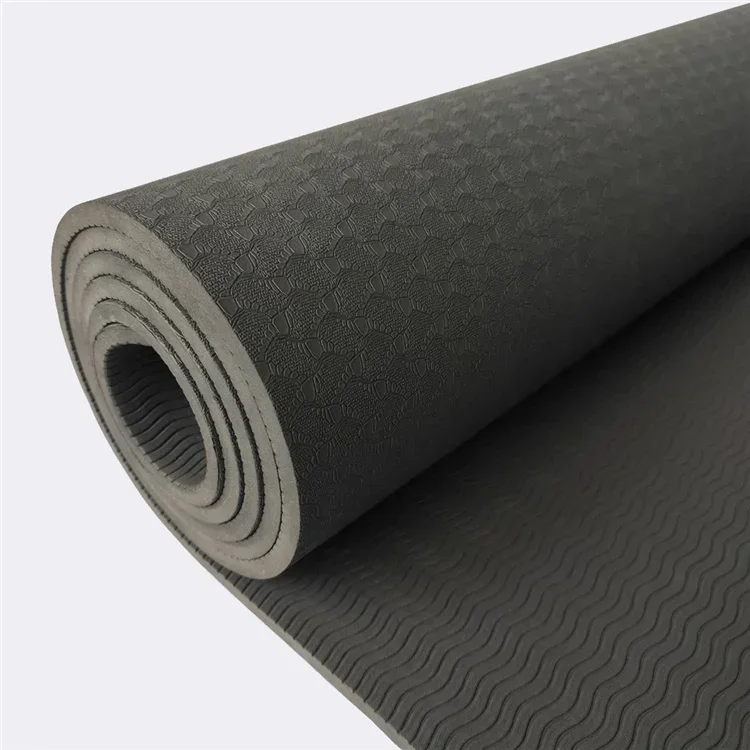 Fitness Pilates Anti Slip Eco Friendly Yoga Mat Print TPE Recycled Yoga Mat Black Fitness Double Colors