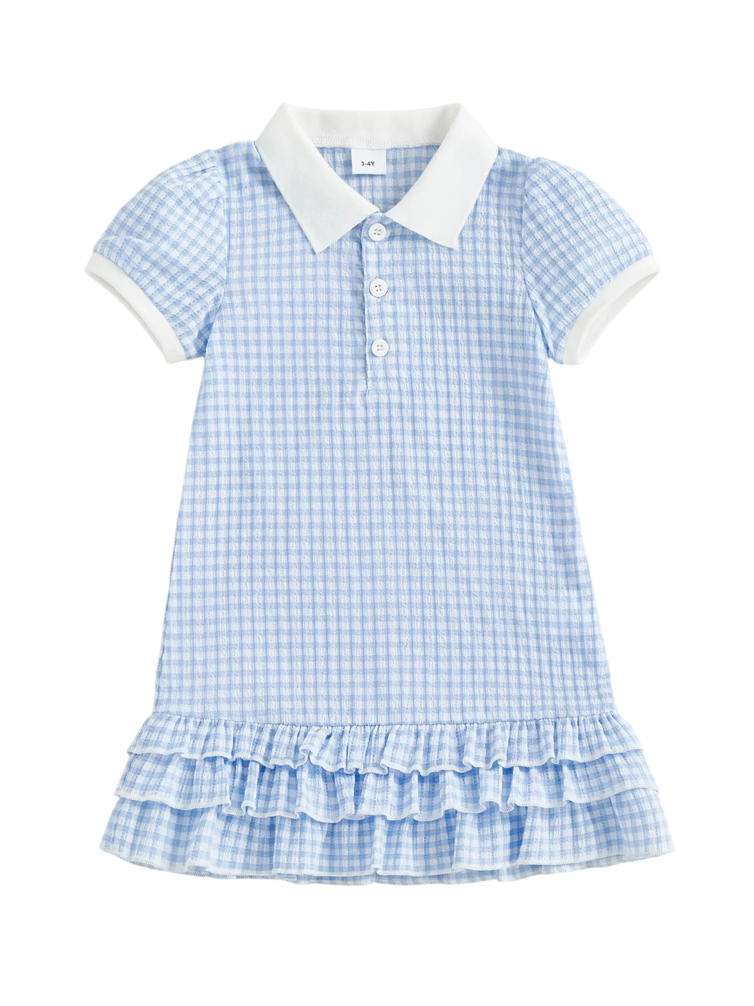 Adorable Baby Girl Plaid Dress with Peter Pan Collar and Ruffled Hemline Perfect for Warm Weather Outings and Parties