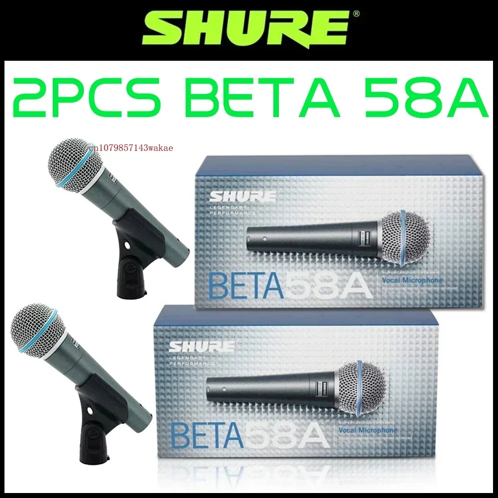 2Pcs Shure Beta 58A Microfono Cablato Dynamic Home Amp Studio Registrazione Microfono Portatile Per Karaoke Bar Stage Live Performance