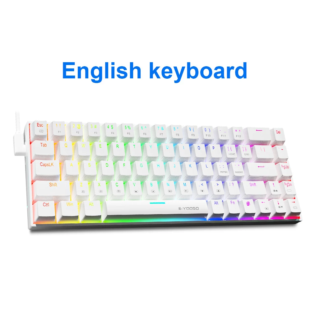 Teclado compacto con cable USB 60%, 68 teclas, carcasa pequeña transparente  para juegos, oficina, teclado retroiluminado RGB de - AliExpress