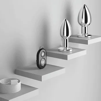 Adult Metal Vibrating Butt Plug Male and Female Dildo Magnetic Charging Butt Plug Masturbator Male and Female Sex Toys For women 5