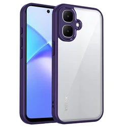 Enhanced Air Cushion Silicone Bumper Clear Matte Phone Case with Hard Back Cover for Infinix Smart 10 (TMMS Purple)