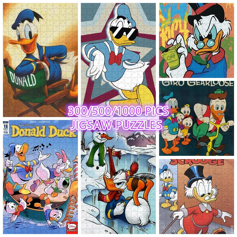 

Donald Duck Disney Jigsaw Puzzle for Adults Stress Relief Game 300/500/1000 Pieces Puzzles Educational Crafts Home Decor Gifts