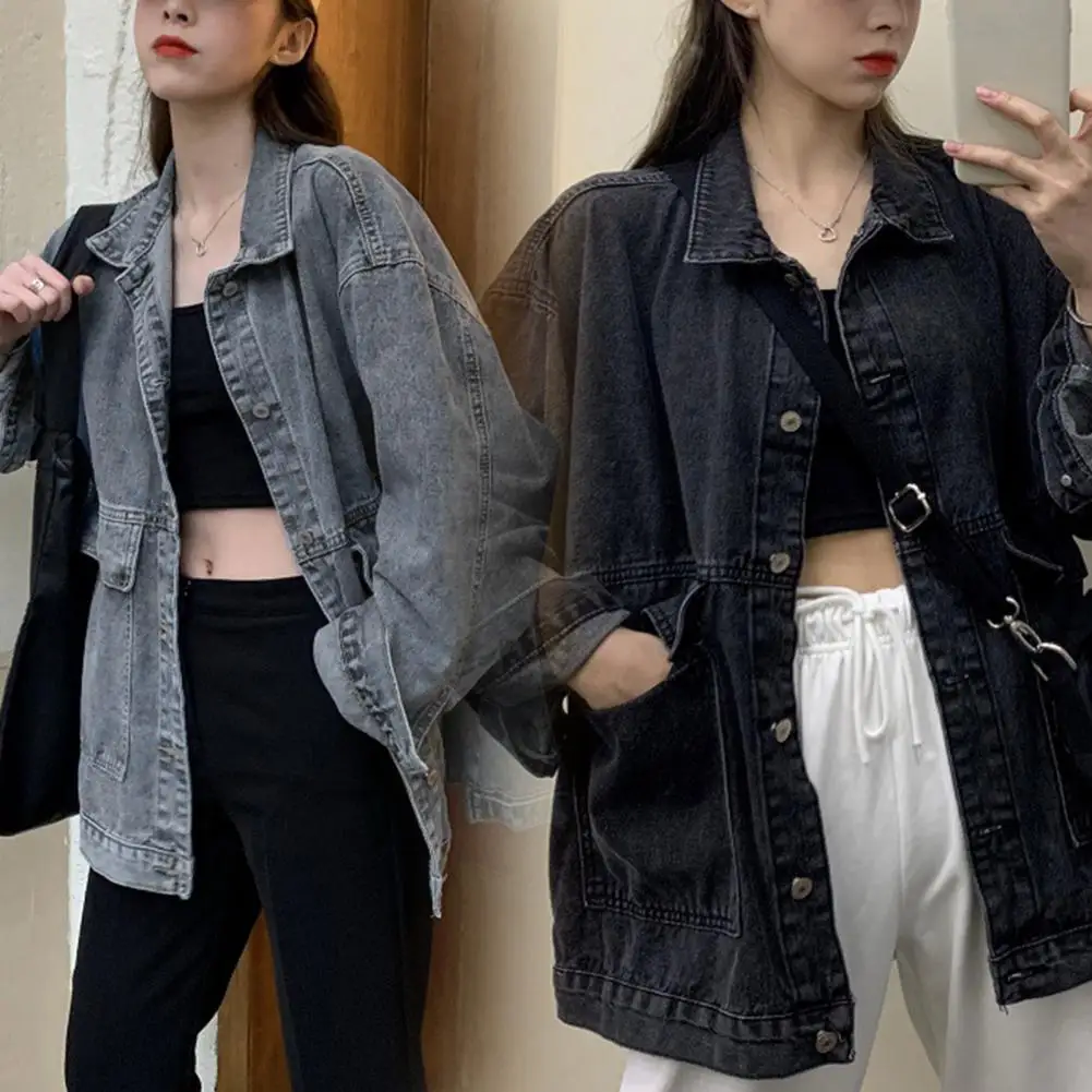 

Stylish Women Coat Streetwear Solid Color Loose Turn-down Collar Women Coat Winter Jacket Keep Warm