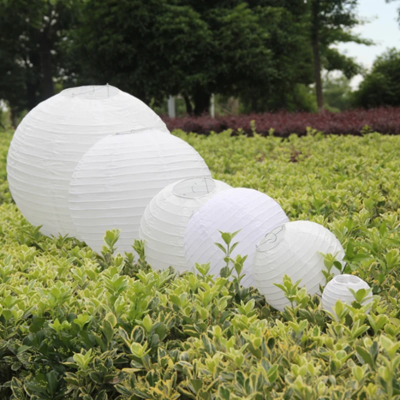 White Round Paper Lantern Wedding Birthday Party Decoration Holiday Supplies Paper Lamp 4"-16"