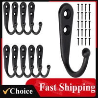 10Pcs Black Wall Mounted Small Hooks with Screws for Hanging Coat Bag Robe Towels Keys Kitchen Bathroom Rack Accessories 1