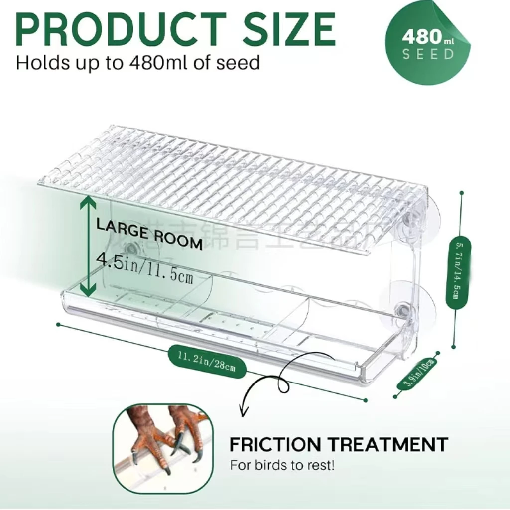 Transparent Window Viewing Bird Feeder For Outside Bird House With Strong Suction Cups Outdoor Feeders Wild Watching