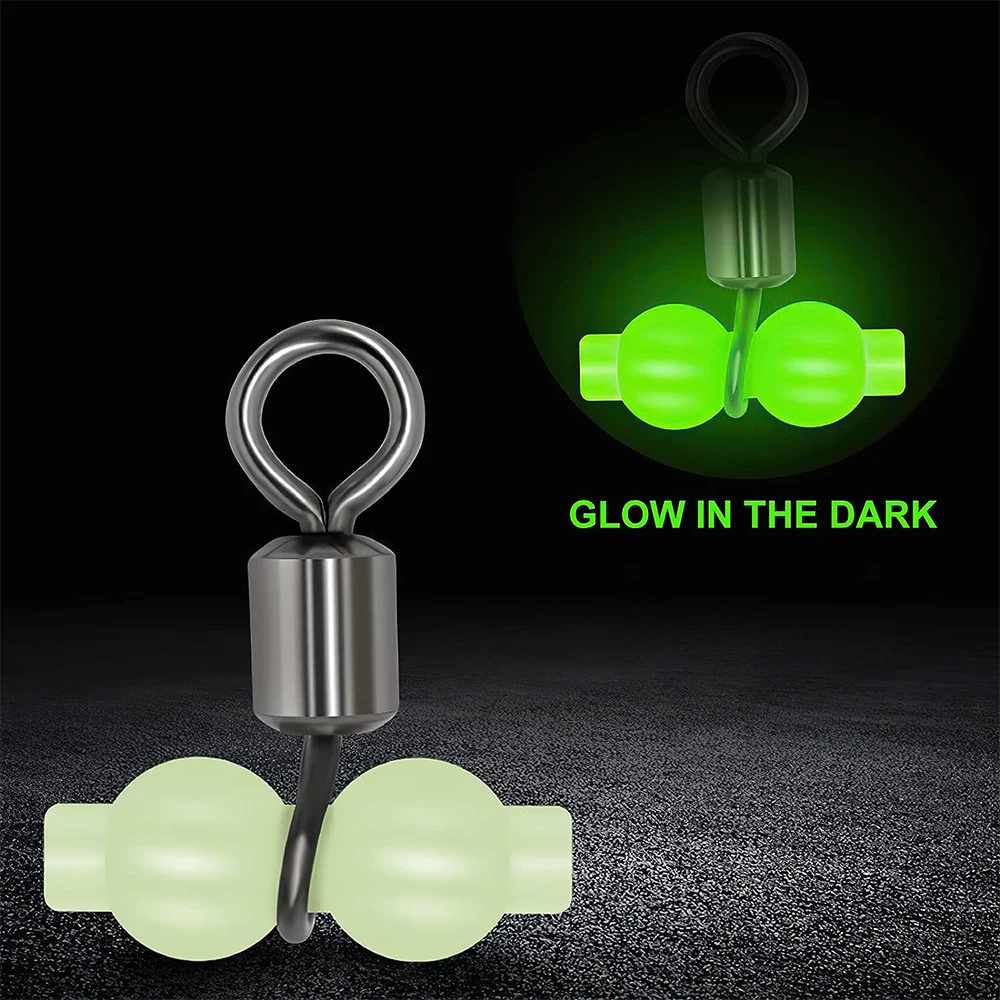 3-Way Fishing Swivels T-Shape Fishing Line Connectors Luminous Fishing Swivels Glow Beads Brass Barrel Triple Fishing Tackle