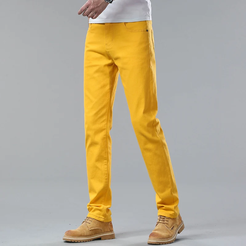 White Jeans Men's Fashion Straight Elastic Cotton Denim Pants Spring Autumn All-match Business Casual Trousers Male Clothes 4