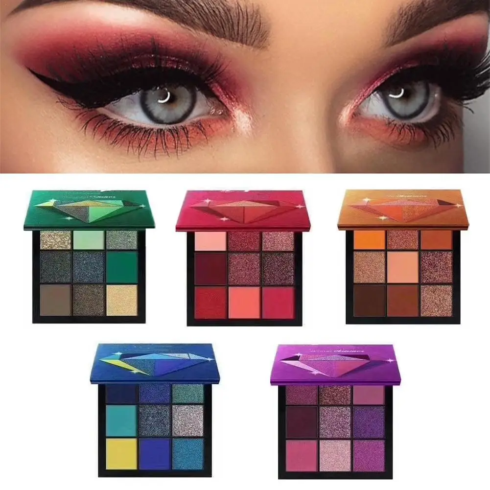 Nine-Color Diamond Eyeshadow Palette Matte And Pearl Earth Tones Gold Gleam Eye Shadow Matte Makeup Palette Makeup Cosmetic