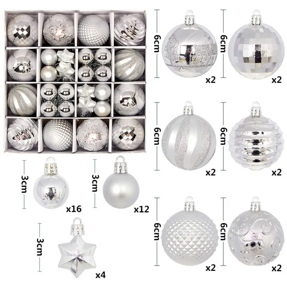 thumbnail image 1 of 44 bolas navideñas de plástico reutilizables, irrompibles, con lazo para colgar, de 3 a 6 cm, para decoración de árboles de Navidad, 1 of 5