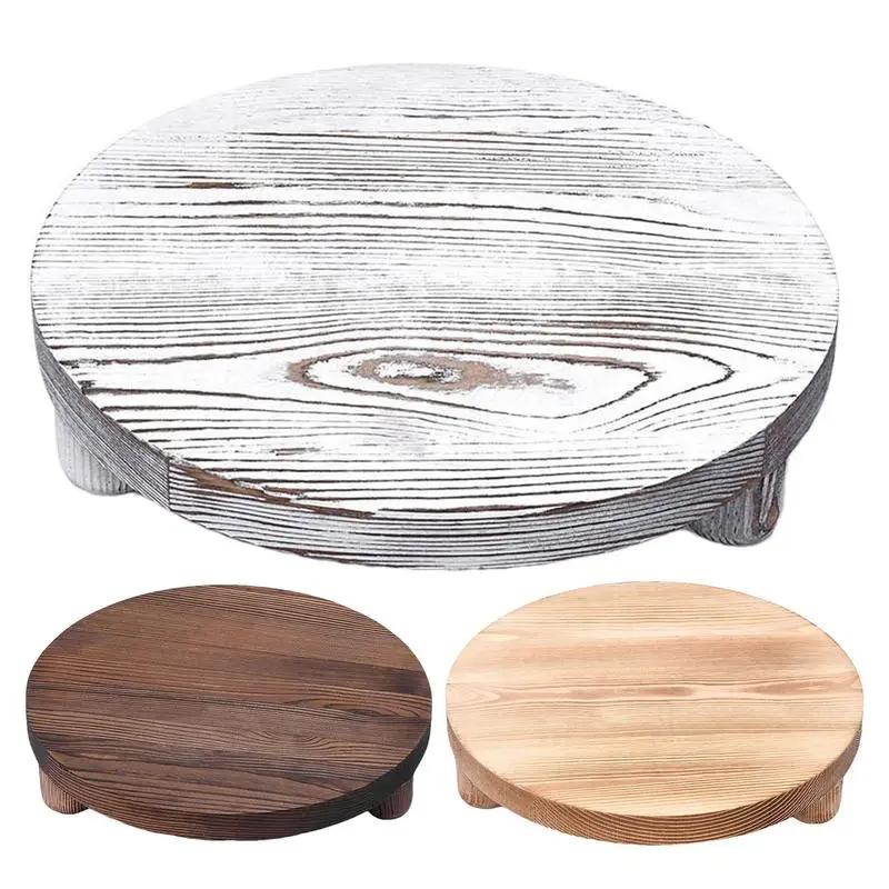 

Natural Solid Wood Vase Bonsai Plant Decorative Shelves Retro Coffee Tea Set Wooden Pedestal Crafts Display Standing Flower Base