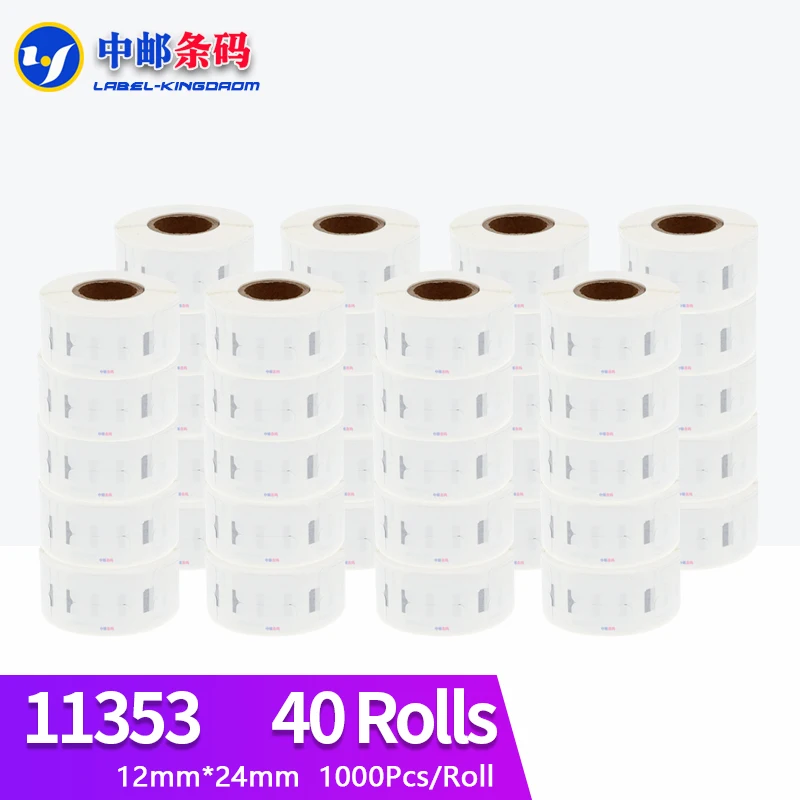 

40 рулонов, универсальная наклейка Dymo 11353, 12 мм * 24 мм, 1000 шт., совместима с термопринтером LW400 LW450Turbo 4XL