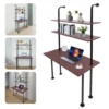 Wall Mount Desk 3 Tiers Computer Writing Table Laptop Industrial Bookcase Floating Pipe Ladder with Shelf for Home Office School 1