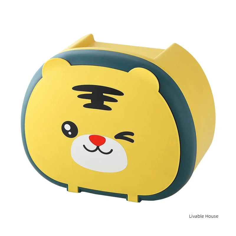Cartoon facial towel storage box Wall hanging tissue storage box Non punching roll paper tissue paper towel holder paper towel holder toilet paper holder