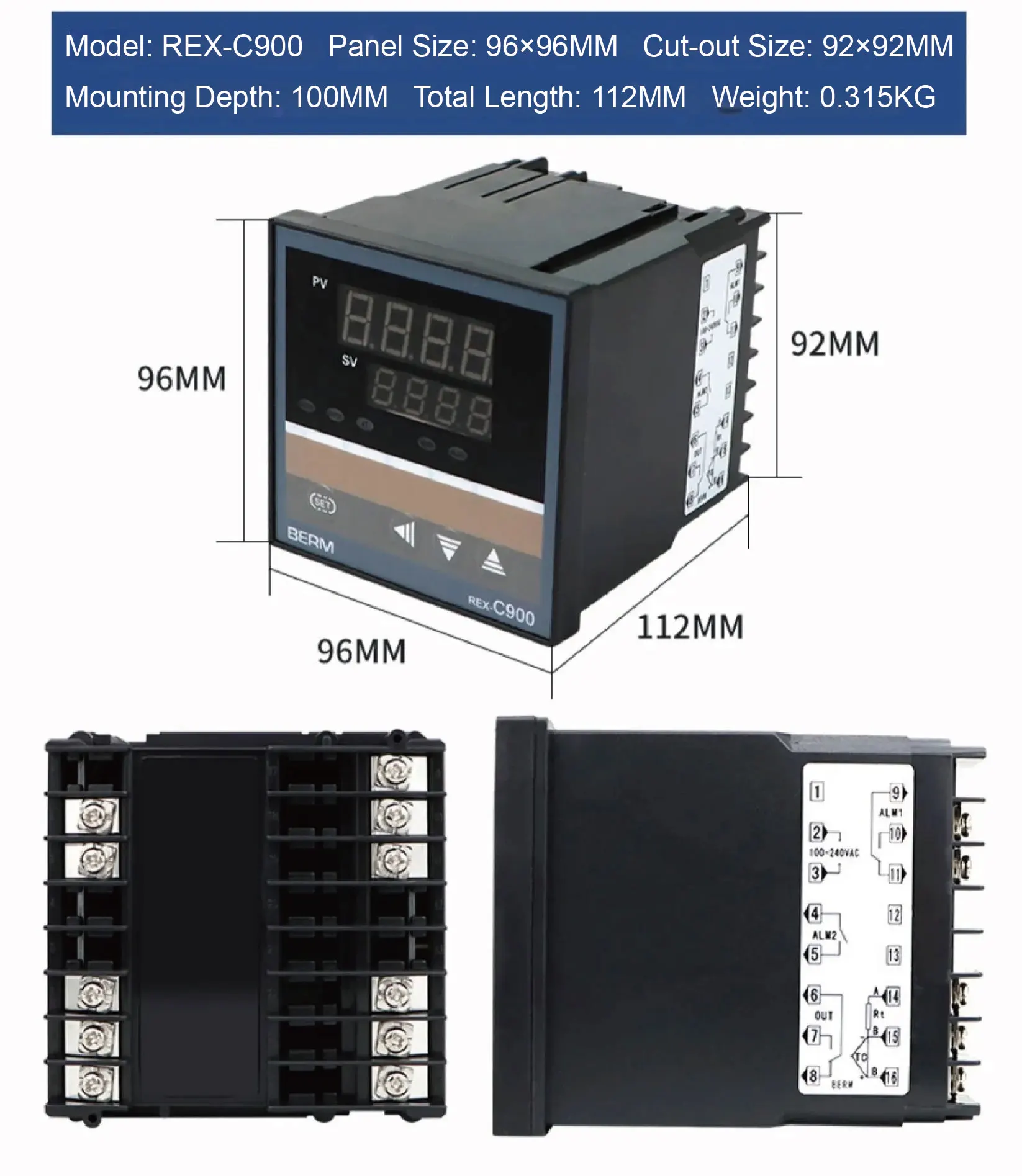 REX-C400 PID Temperature Controller Digital Thermostat with SSR Relay Output and