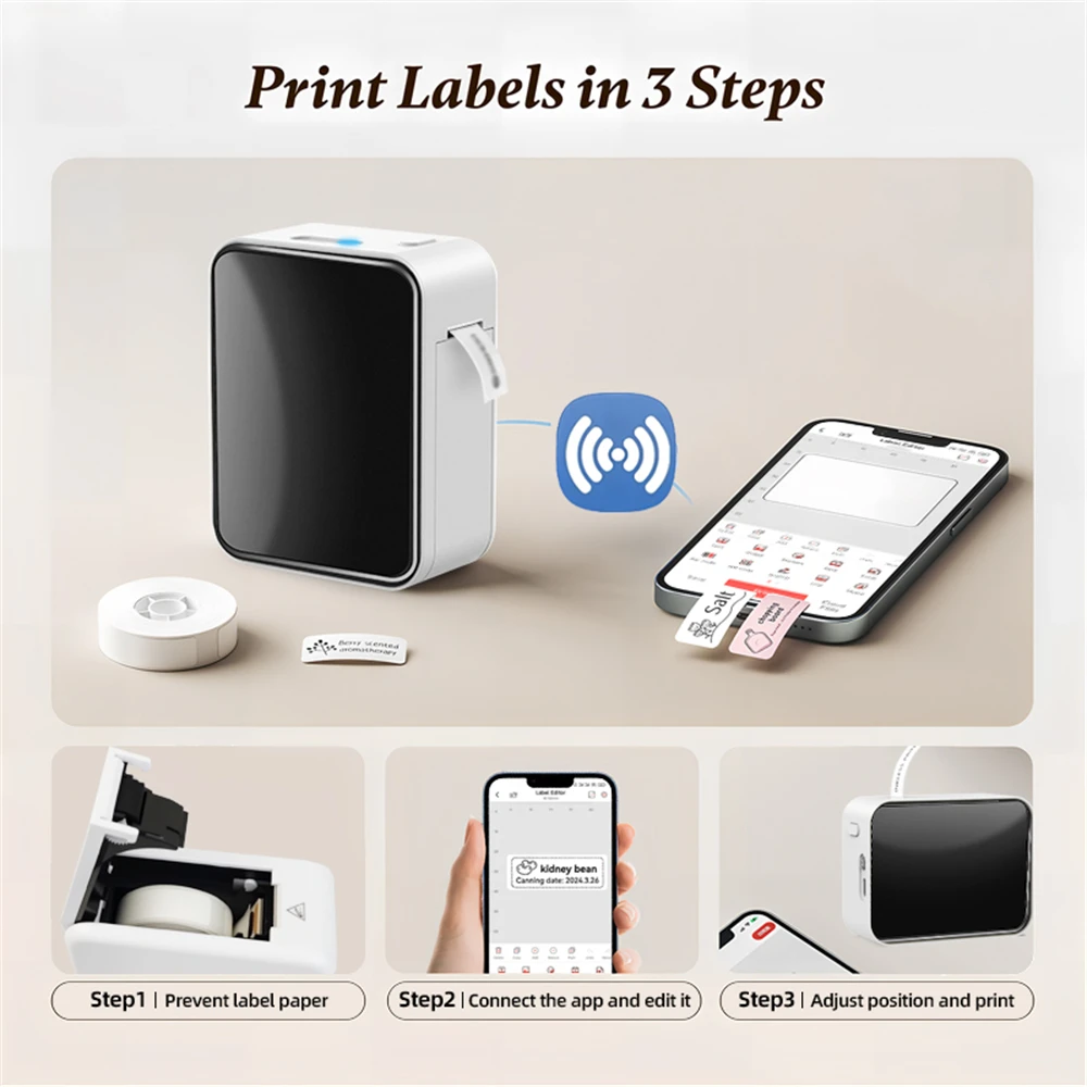 MarkLife P15 미니 휴대용 열전사 프린터 홈 오피스 라벨링 스티커 기계용 무선 블루투스 호환 라벨 태그