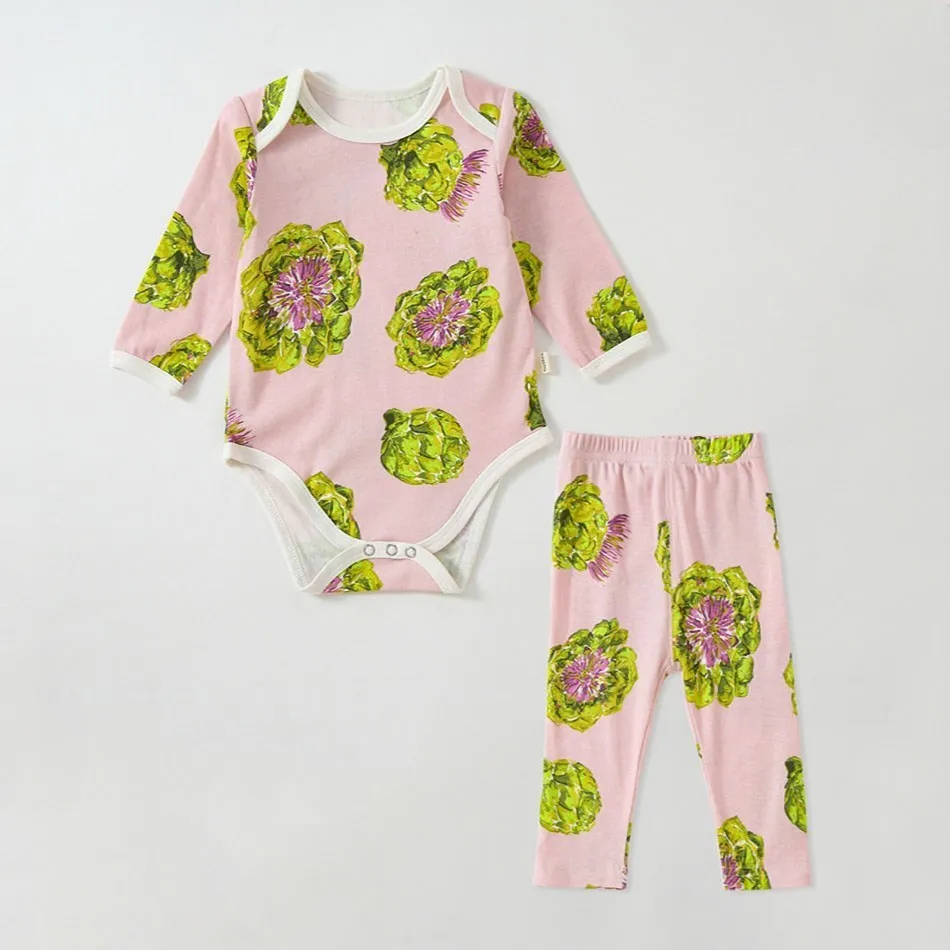 Baby Wrap Clothes Ins Nordic new Romper Infant Boy Girl Cotton Printed Long-Sleeved Trousers Spring Autumn Two-Piece Set