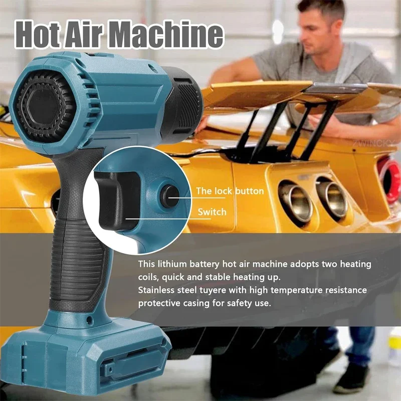 For Makita 18V Lithium Battery Cordless Heat Gun Portable Electric Hot Air Gun With 4 Nozzles Home Handheld Fast Heating Tools 3