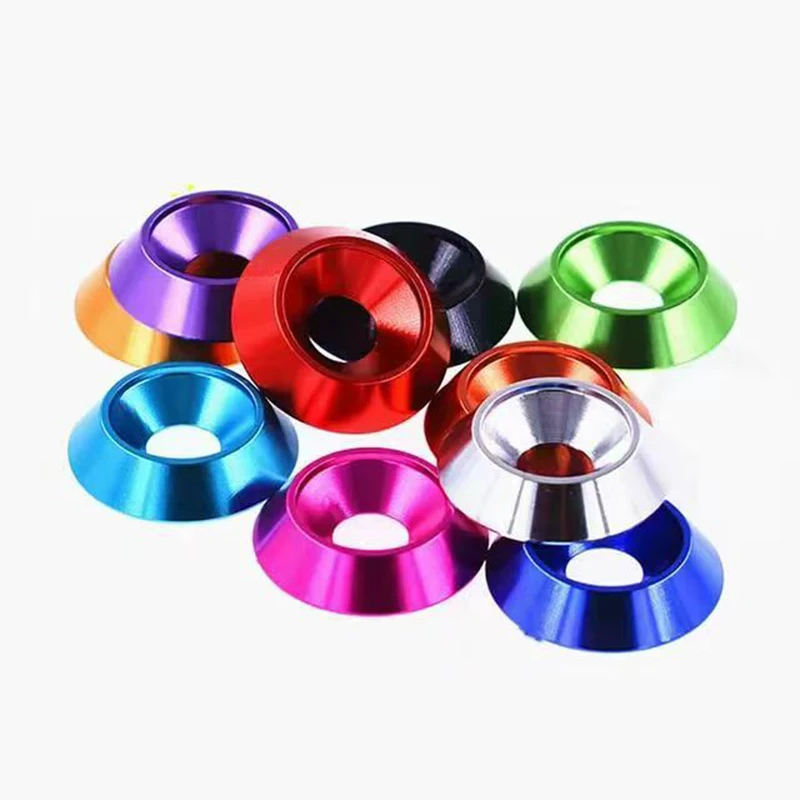 Tapered Aluminium Alloy Gasket 5/8pcs M6 M8 Countersunk Screws Cup Head Screws Gasket Sealing Ring Colorful Aluminium