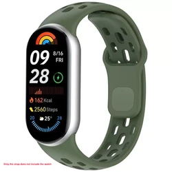 Breathable Silicone Sports Smart Bracelet Replacement Strap - Mi Band 10 9 8 (Dark Green)