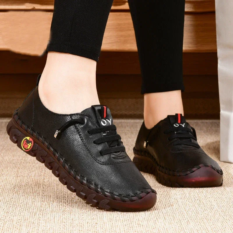 New Sneakers Women Shoes Platform Loafers Lace Up Leather Flat Slip-On New Spring Casual Mom Shoe Mujer Zapatos Chaussure Femme