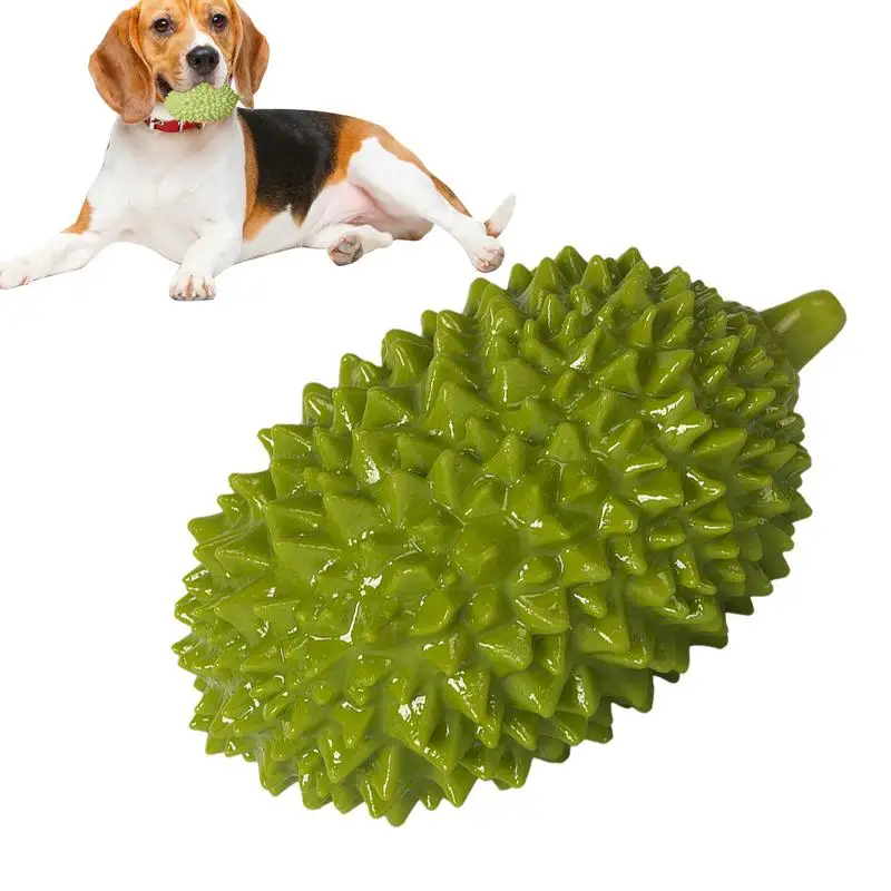 

Dog Chew Toy Biting Toy Durian Shape Portable Tough Puppy Squeaky Toys Dogs-Teeth Cleaning Chews