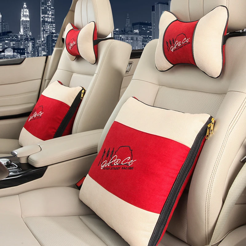 Universal Car Neck Headrest Pillow Dual Use Cushion Quilt Auto Seat