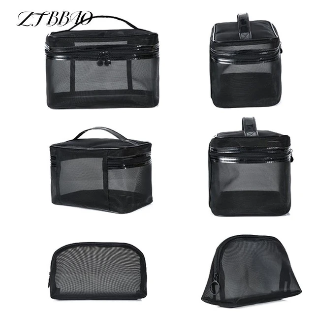 Portable Makeup Case Mesh Transparent Cosmetic Bag Women Travel