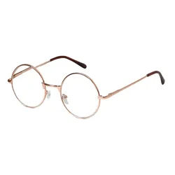 Retro Metal Round Frame Reading Glasses with Blue Light Protection and Spring Hinges for +100 (Gold)