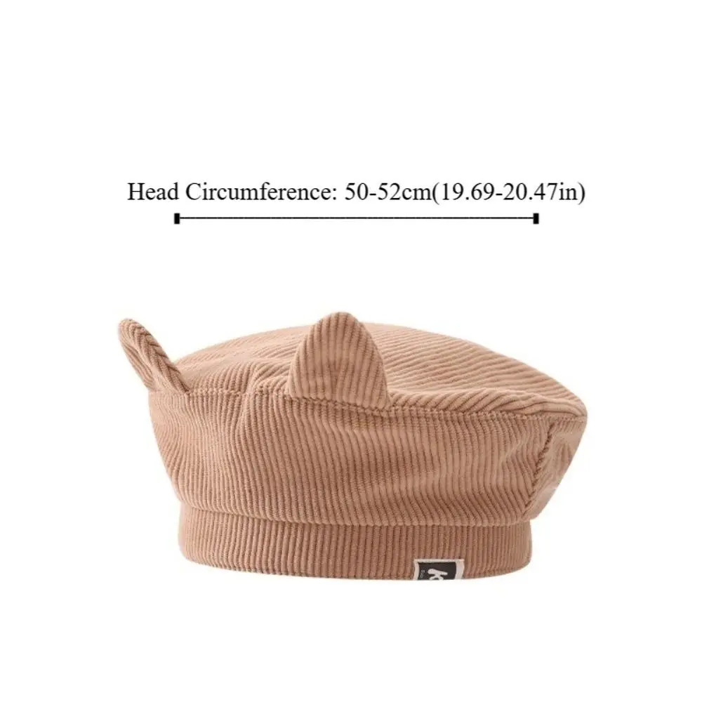 Lovely Cute Baby Corduroy Beret Flat Top Korean Cat Ear Beret Boy Girl Sweet Duck Tongue Cap Toddler