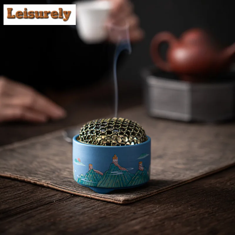Antique Great Wall Plate Incense Holder Zen Incense Waterfall Incense Burners Consecrate Censer Tea Ceremony Accessories Craft