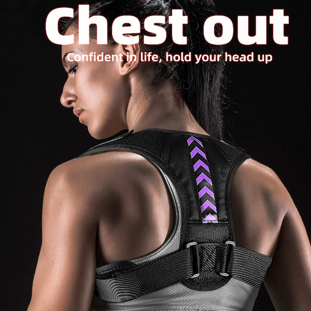 Posture Corrector Unisex Adjustable for Clavicle Support Providing Pain Relief Neck Back Shoulder Reshape Your Body 1PC Purple