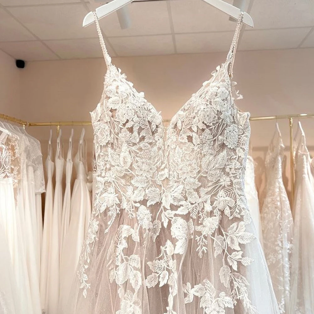 Vestidos de chiffon con tirantes de encaje y escote en V con bolsillos Limón Tallas Grandes