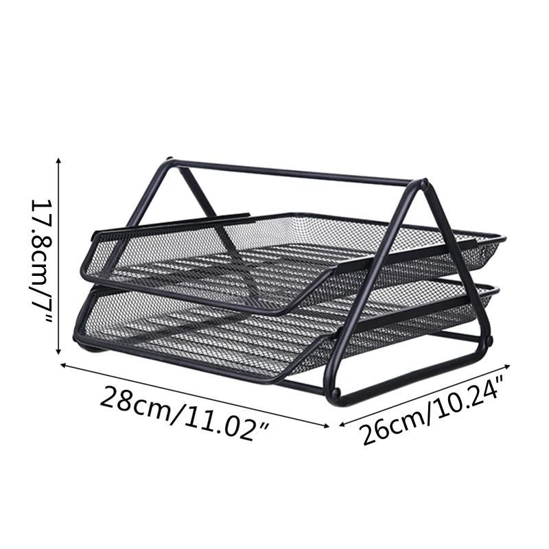 Metal Mesh 2 Tier Document Letter Tray Desk Organizer File Holder Magazine Notebook Organizer Office Supplies