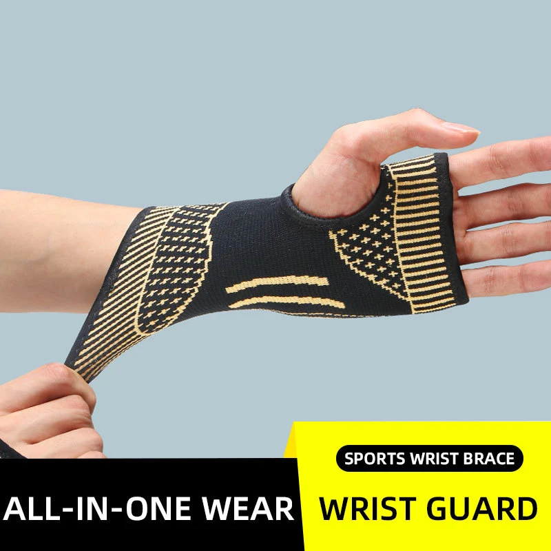 

1 Pair COPPER Compression Wrist Brace Sport Protection Wristband Knitting Pressurized Wrist Palm Brace Bandage Support Men P43