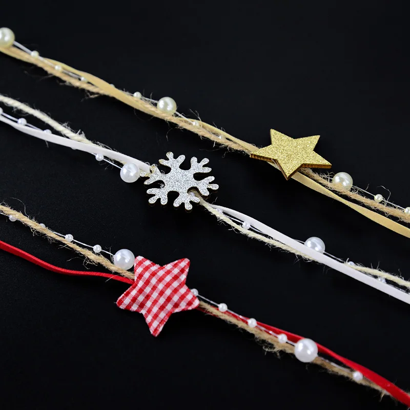 1/2M Christmas Ribbon Decoration Star Bead Chain Ribbon Xmas Tree Ornament DIY Christmas Gift Box Packaging 2026 New Year Natal