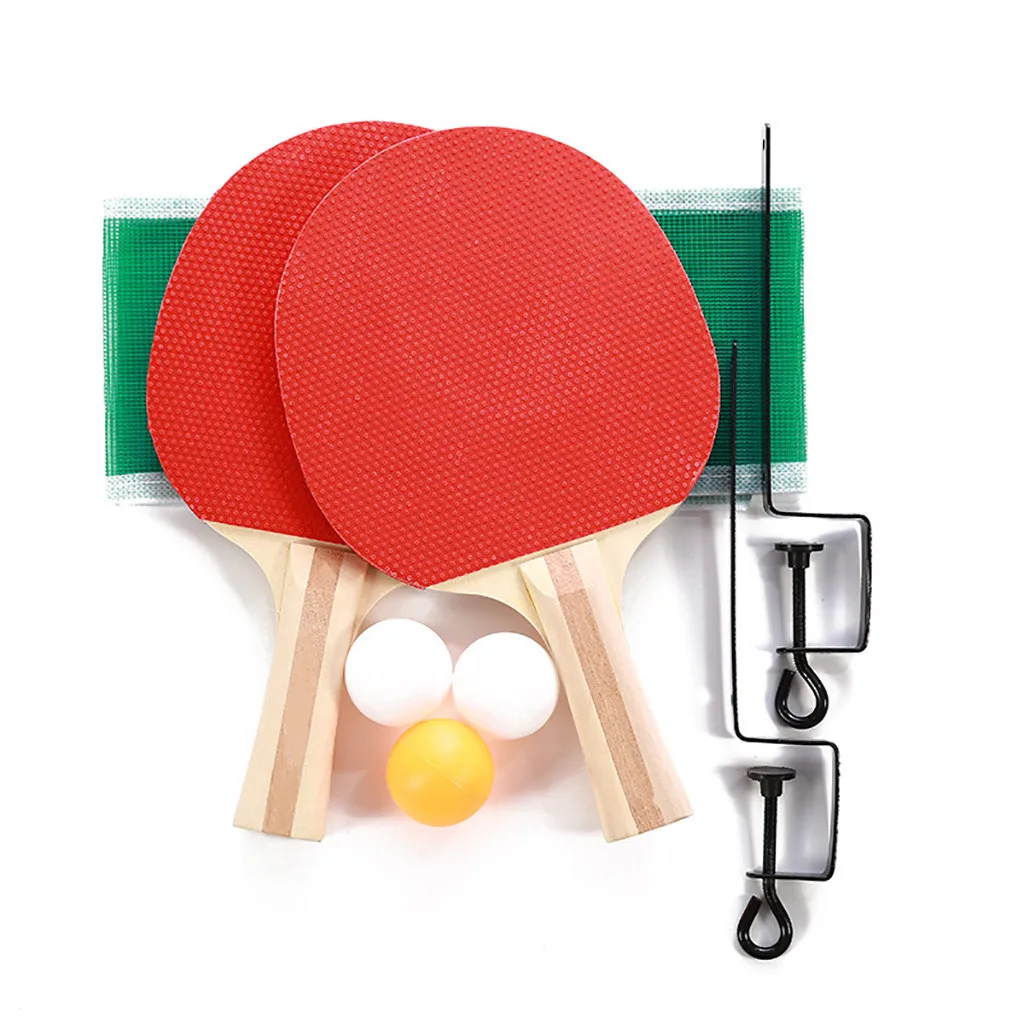 Indoor Games Sport Portable Table Tennis Net Bracket Ping-Pong Paddles Kit Set