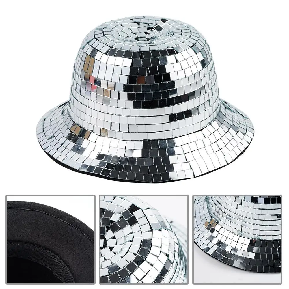 Glitter Spiegel Disco Eimer Hut Voll Pailletten Disco Ball Hüte Für DJ Club  Bar Unisex Disco Ball Festival Visier Strand fischer Hut - AliExpress