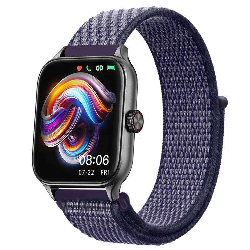 Sport Nylon Loop Bracelet Strap, 22mm or 20mm, Compatible with Popular Smartwatches