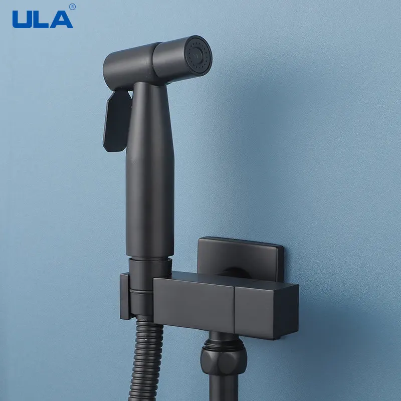 ULA สีดํา Bidet ก๊อกน้ําแบบพกพา Bidet Sprayer ชุดทองเหลืองก๊อกน้ําห้องน้ําเท่านั้นน้ําเย็นห้องน้ําหัวฝักบัวสุขอนามัยฝักบัว 1