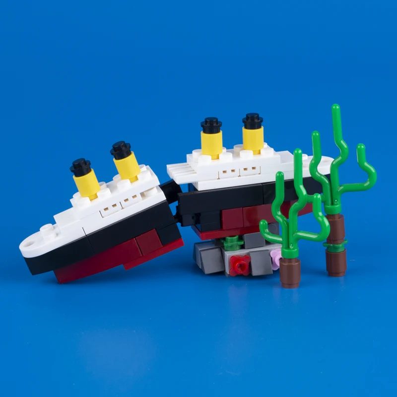 Фото Модель корабля MOC Titanic, строительные блоки, наборы Sank RMS, Круизная лодка, пароход, морская сцена, игрушки «сделай сам», подарок для детей №3