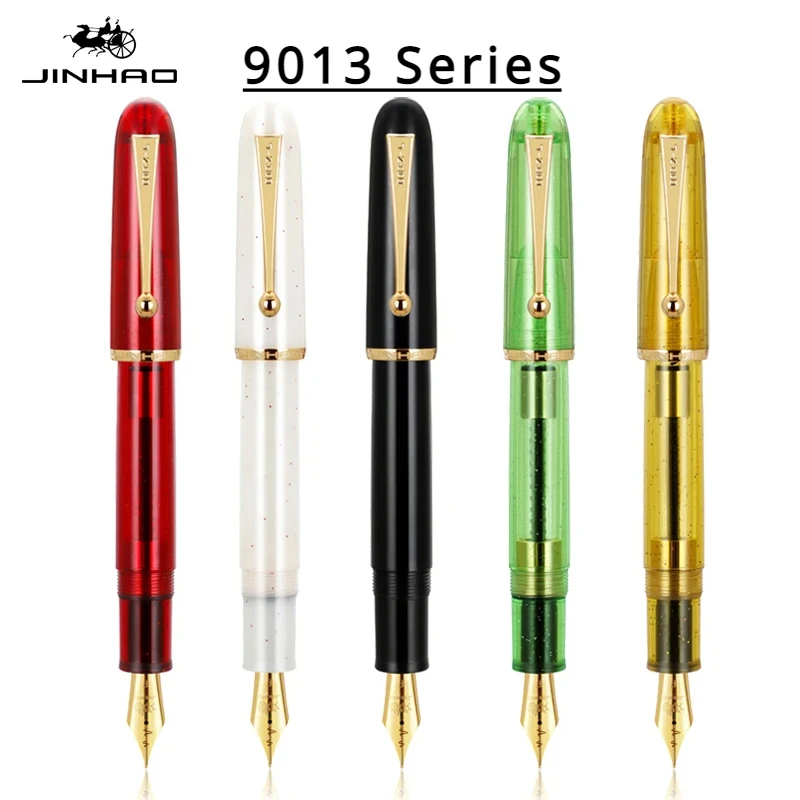 JINHAO 9013 만년필, 아크릴 투명 흰색 스핀 펜, F M 펜촉 문구, 사무실 학교 용품, 쓰기 펜, PK 9019, 신제품