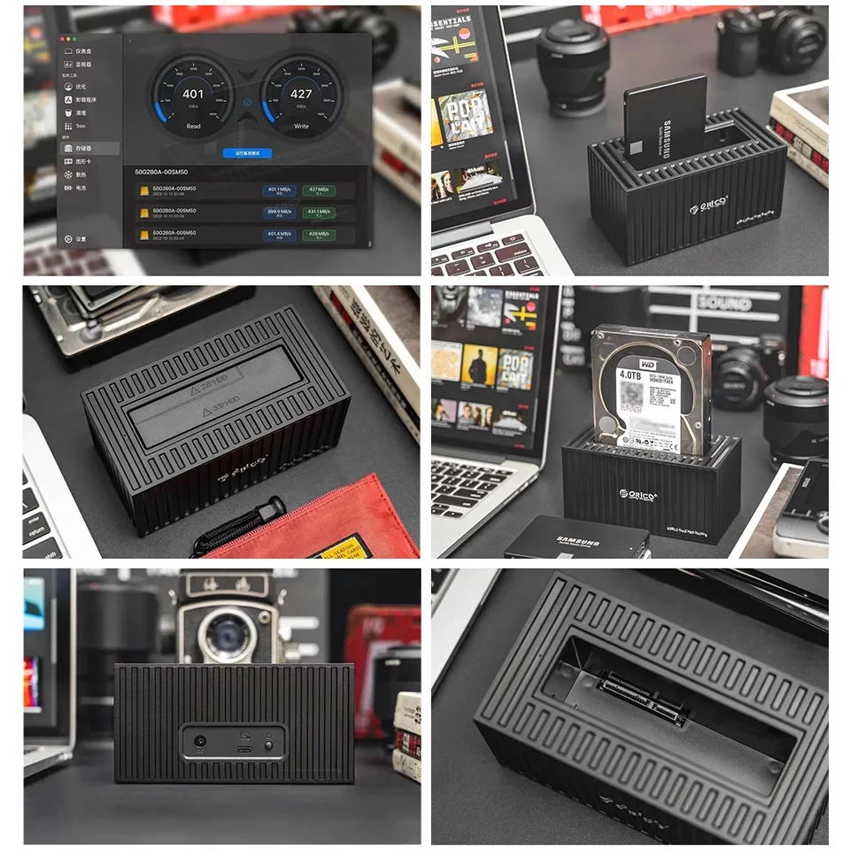 Orico 2.5 3.5 Polegadas Disco Rígido Docking Station Sata Hdd Ssd Caixa de Casa Externo Usb um 3.0 tipo c Baía Dupla hd Disco Slot - Imagem 5