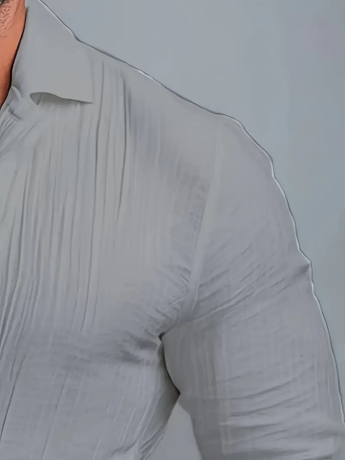 LVLAEA Pleated Textured Shirt Men Autumn Solid Color Long Sleeve Lapel Old Money Style Criss-cross Design Breathable Tated Shirt