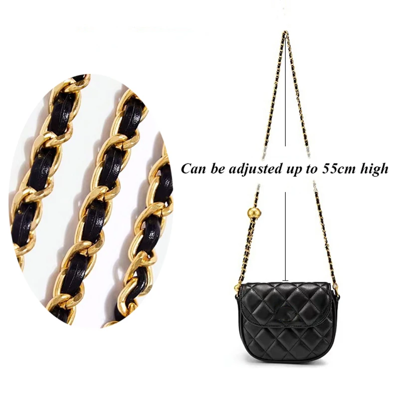 2pc DIY Black PU Leather Purse Handle Replacement Metal Gold Black Silver Shoulder Crossbody Bag Chain Straps Strap For Handbags
