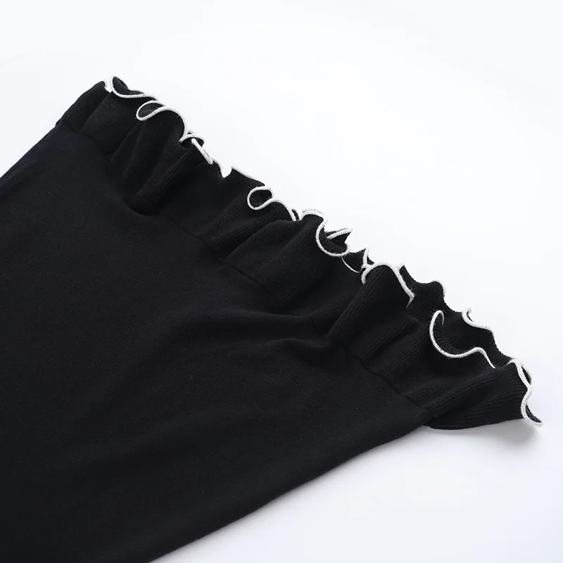 Elegant Long Sleeved Elastic Tight Women Short Skirt Autumn New Wave Roll Wool Dress Fashion Street Evening Dress